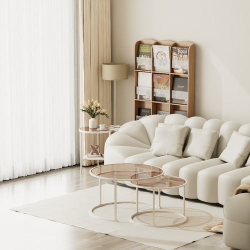 Nordic slate side table living room simple movable corner table sofa round glass mini small side table creative small coffee table