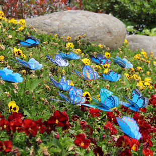 Cross-Border 6-12cm double-layer simulation butterfly factory 3D stereo pole butterfly garden party decoration simulation butterfly