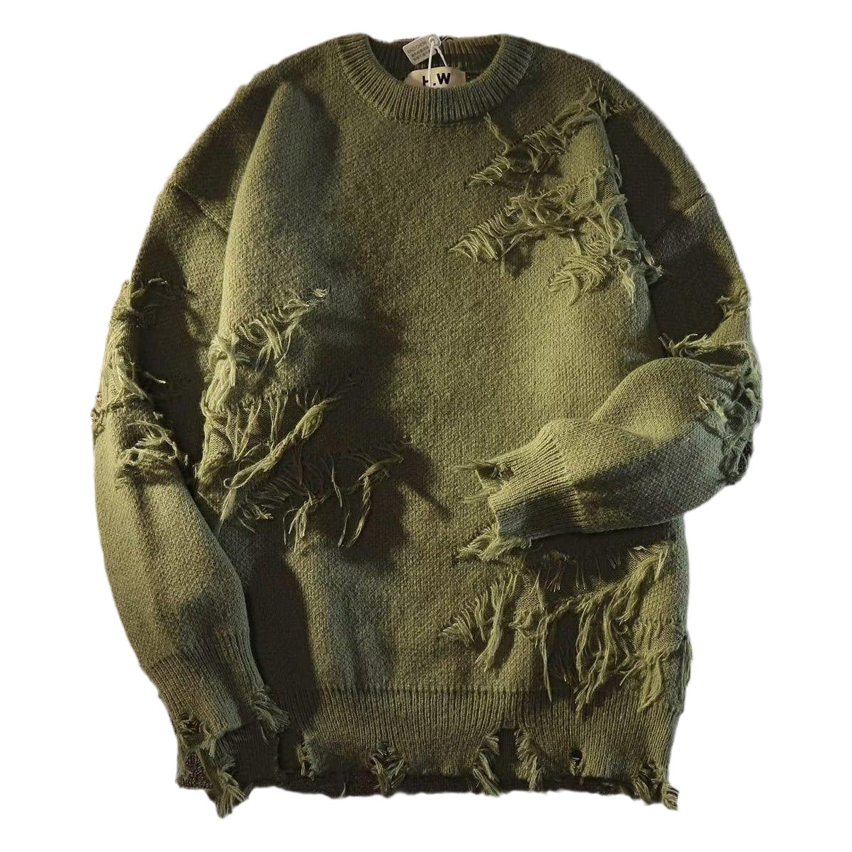 American Retro High Street rasgado suéter hombres y mujeres de otoño e invierno suelta más tamaño perezoso estilo de alto grado suéter abrigo