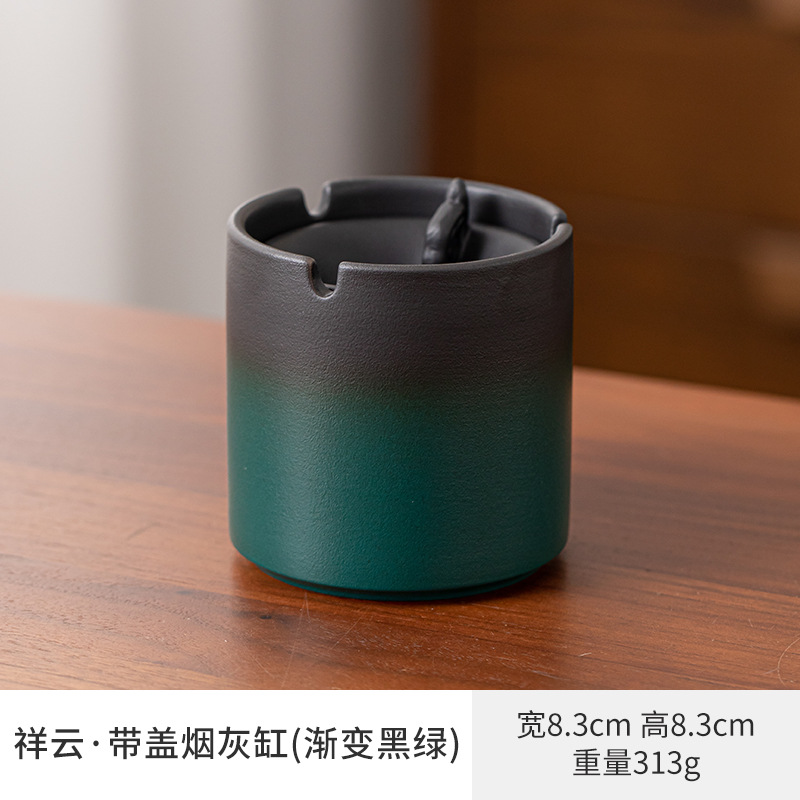 Cenicero de cerámica de gran tamaño, personalidad creativa, hogar retro estilo chino, sala de estar de lujo ligera, cenicero de tendencia de oficina