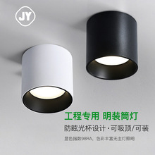 led明装筒灯深杯防眩光20W30W圆形商铺工装吸顶式免开孔商用筒灯