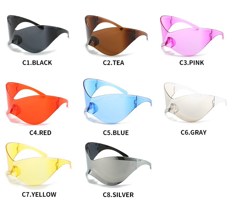 Hip-hop Fashion Pc Special-shaped Mirror Full Frame Sports Sunglasses display picture 2