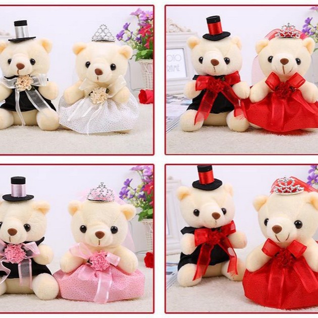 Fabricantes al por mayor 18cm corona boda coche oso diamante boda pareja oso boda suministros boda decoración del coche para llevar