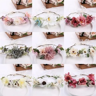 Cross-border European and American Beach Photographs Handmade Rattan Mori Girl Wreath Headwear Simple Fresh Wedding Wedding Dress Wedding Shape