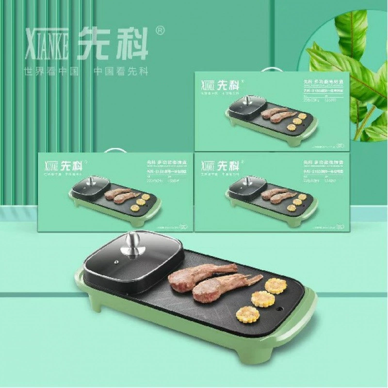 Многофункциональная ш basement shabu-baked all-in-one электрическая горшок, испекать испечь all-in-one квадратная электрическая противень для выпечки пан барабекю
