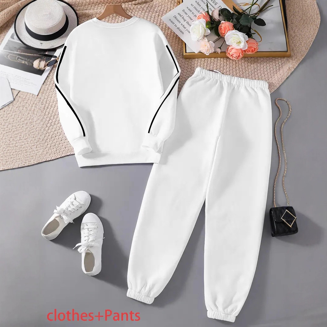 Women's Clothing Casual Trendy Sweatshirt Women's Autumn Winter Sweatshirt Set Korean Style Casual Trendy Printed Hoodie And Pants Two-Piece Outfit_ecoleips.com