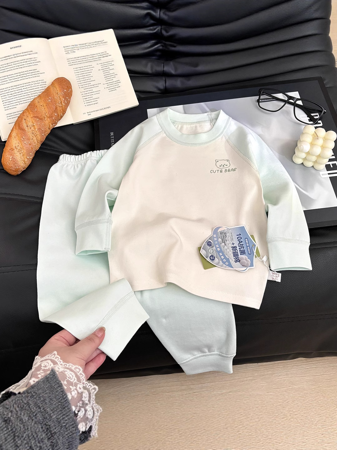 Peso 320 gramos ropa interior infantil algodón elástico sin hueso antibacteriano conjunto de ropa de bebé para hombres y mujeres de clase A engrosado engrosado
