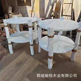 老榆木沙滩休闲桌复古大排档餐桌户外实木沙滩桌阳台风化茶桌