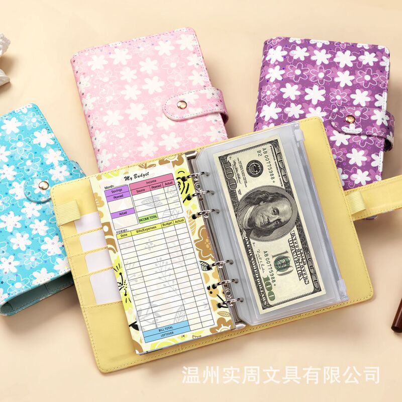 马卡龙a6pu皮革活页记账笔记本批发创意现金预算财务规划师手账本|undefined