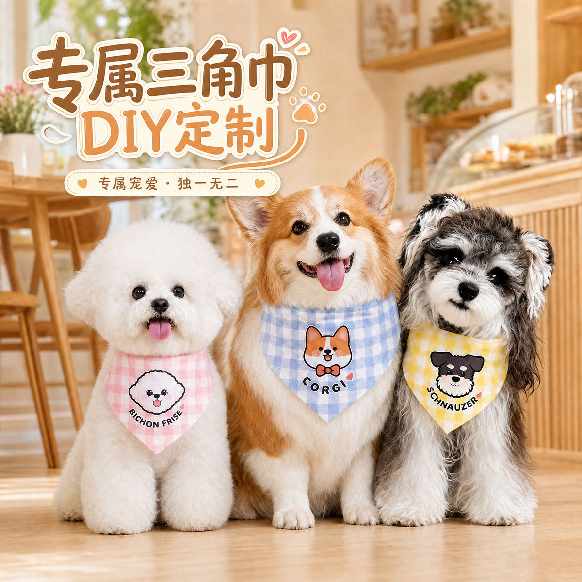 Fábrica de Danyuanzi para mascotas toallas triangulares toallas de saliva de algodón cuadrilátero dibujo caliente Teddy Bears Fata Fight Baodle