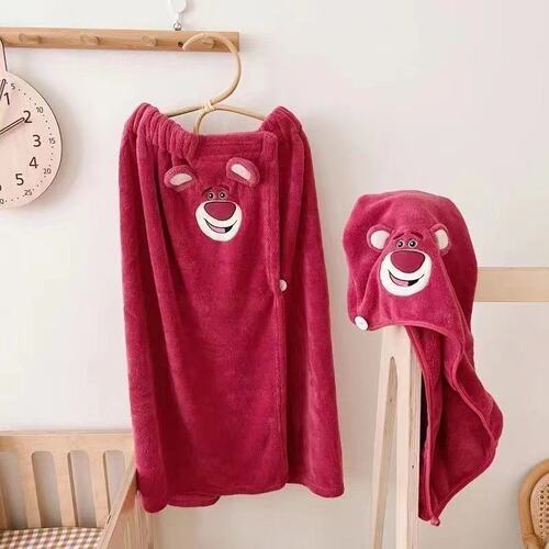 Cartoon coral velvet dry hair cap towel bath towel beach towel soft bath towel adult household bath skirt towel wholesale