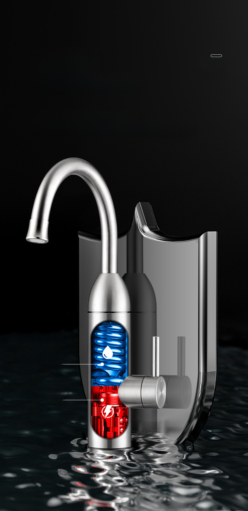 Household kitchen faucet large screen digital display fast heating faucet kitchen instant stainless steel faucet