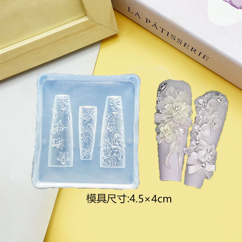 Molde de manicura amor arco en relieve flor ornamentos molde abrasivo alta permeabilidad estereoscópica DIY decoración molde de silicona