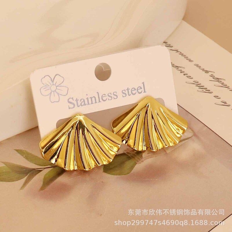 跨境欧美夸张潮流光面耳环朋克冷淡风几何不规则耳钉不锈钢耳饰|undefined