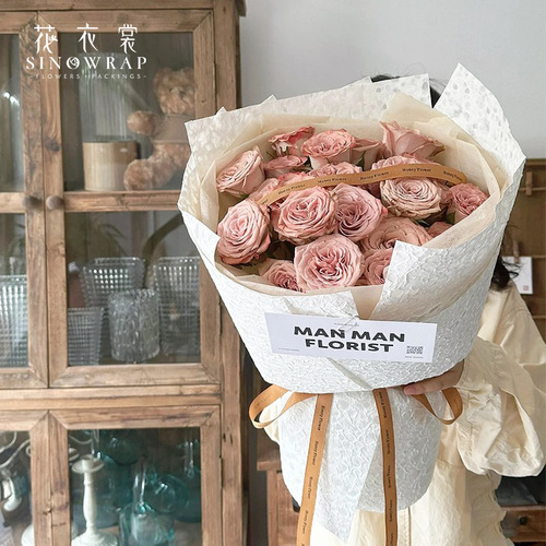 Handmade water rock paper crepe paper art paper flower bouquet wrapping paper floral gift paper hole paper