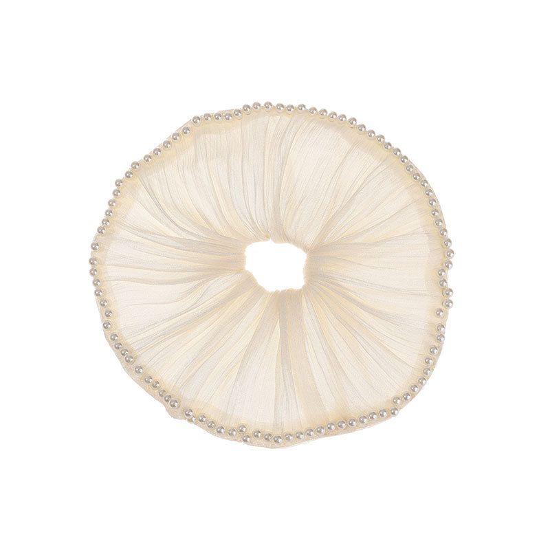 Temperamento coreano, borde de perlas, lazo para el cabello de intestino grueso, accesorios para el cabello, cabeza femenina, pliegues de alto nivel, sombreros de cuerda de lazo de borde ancho