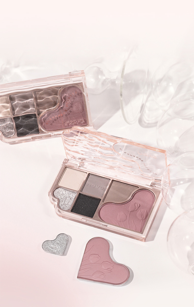 NOVO Dream Star Sand Six-color Comprehensive Eyeshadow Palette for Beginners, matte and Highlight Brightening and Contouring Blush one-piece Palette undefined