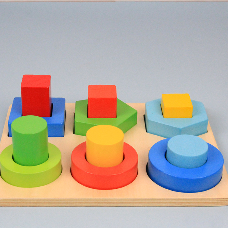 Forma a juego tridimensional bloques de construcción de madera rompecabezas juguetes de color educación temprana rompecabezas Comercio exterior Exportación niños iluminación