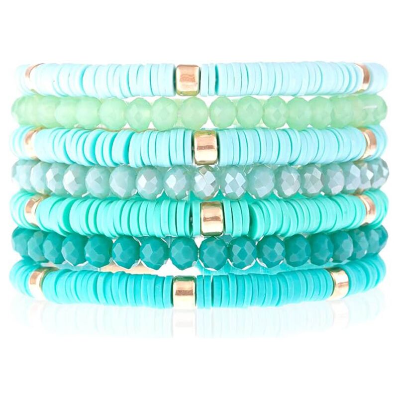 Bohemian crystal beaded elastic bracelet, candy-colored soft clay crystal bracelet set, dopamine friendship bracelet