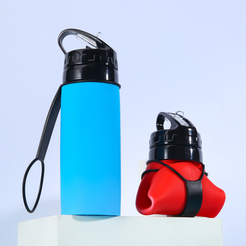 硅胶运动户外水壶可折叠便携水杯waterbottle水瓶吸管户外便携