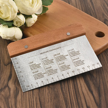 批发不锈钢切面刀木柄刮刀带刻度刮板肠粉面团切削面器烘焙小工具