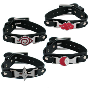 Animation Naruto Naruto Handy Leaf Bunkpuping Punk Leather Bracelet A adjustable wristband Cross -border new product wholesale