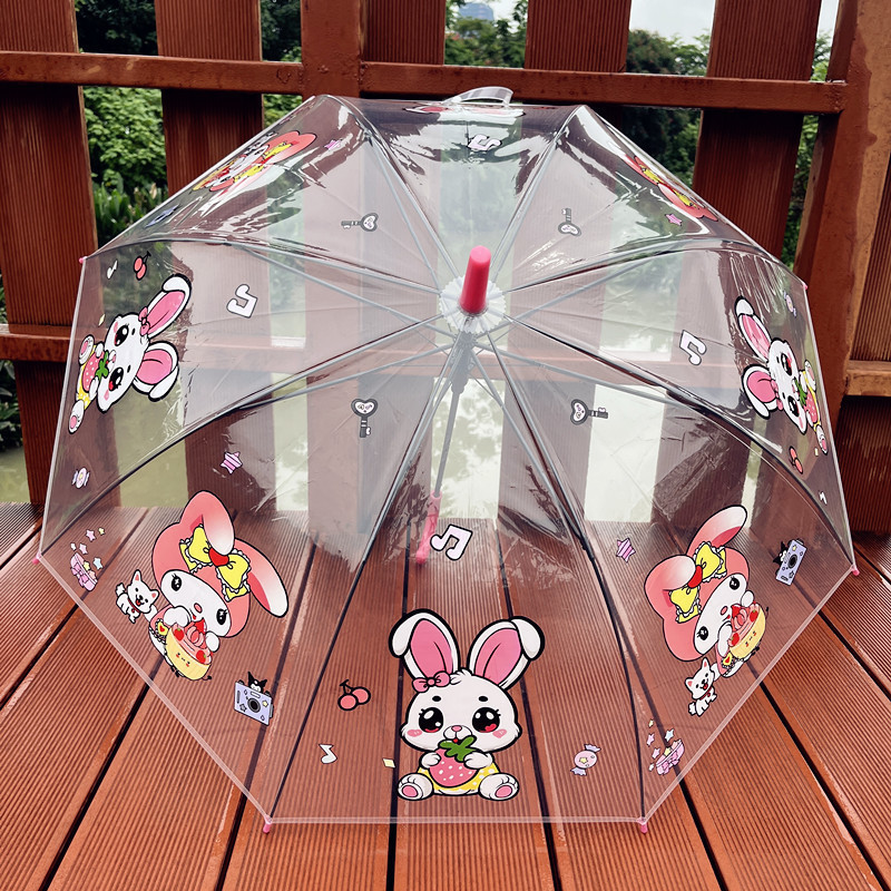 库洛米透明儿童雨伞新款公主小学生幼儿园耐用自动小孩雨伞塑料伞|undefined