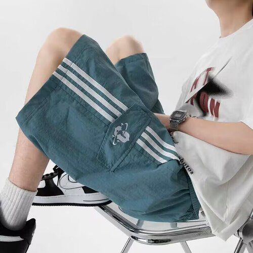 Stylish Minimalist Trendy Literary Personality Unbranded American Retro Stretch Waist Loose Summer Five-Finger Pants for Men