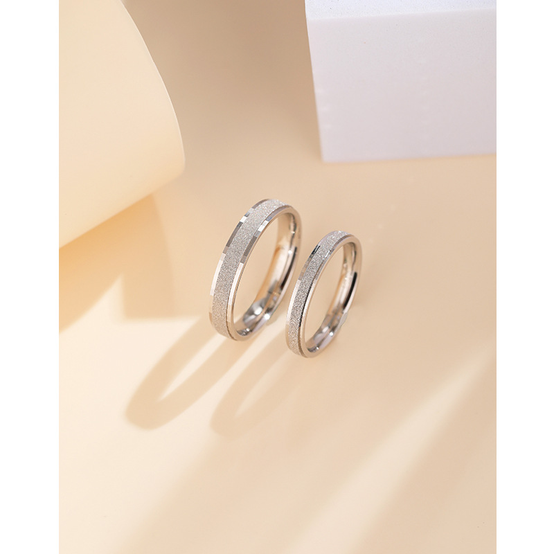 Anillo de pareja de plata esterlina 925 par de anillo liso esmerilado anillo sólido anillo de hombres y mujeres regalo para novia en el Día de San Valentín chino