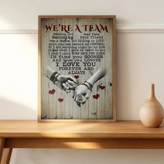 亞馬遜情侶手牽手情人節英文客廳臥室牆面帆布掛畫裝飾畫芯油布畫