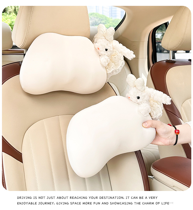 Blue Rain Ice Silk Car Headrest and Lumbar Support Rabbit Breathable Car Seat Cushion Cute Seat Waist Support Pillow Summer