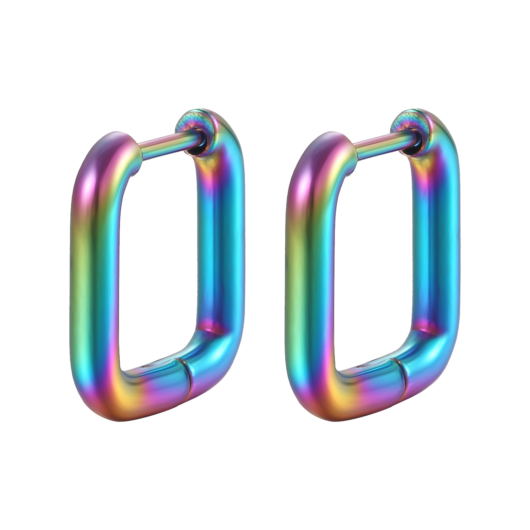 Daily Occasion PVD Coated 18K Gold Real Gold Plated Square 201 Stainless Steel Simple Style Waterproof Non Tarnish Earrings