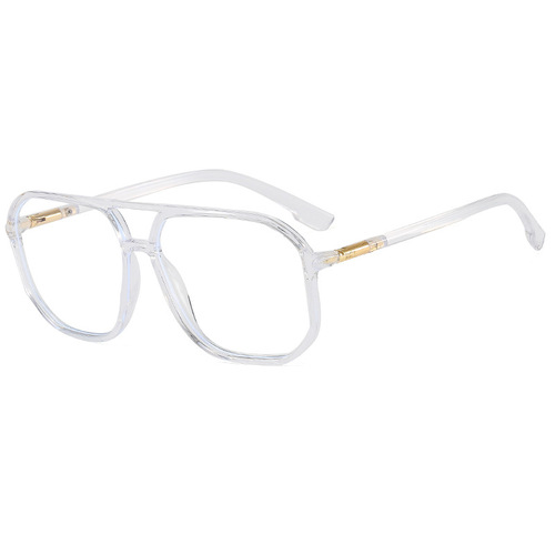 ins素颜平光眼镜防蓝光男女通用大框近视眼镜架 个性多边形眼镜框