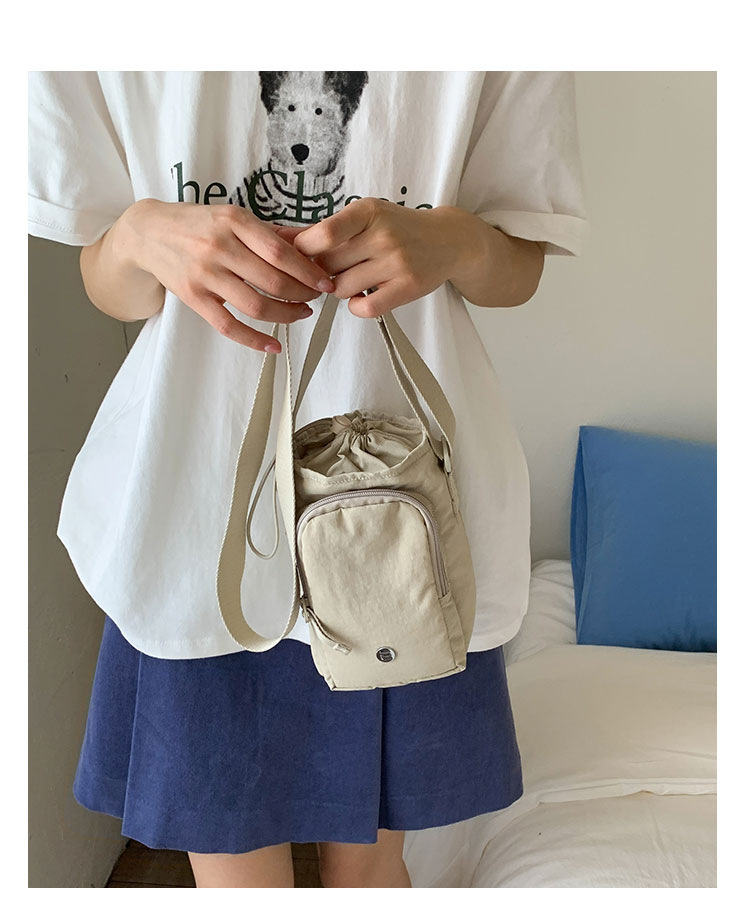 Outdoor portable casual mini single-shoulder bag, simple and versatile drawstring bucket bag, Korean style Instagram niche crossbody women's bag undefined