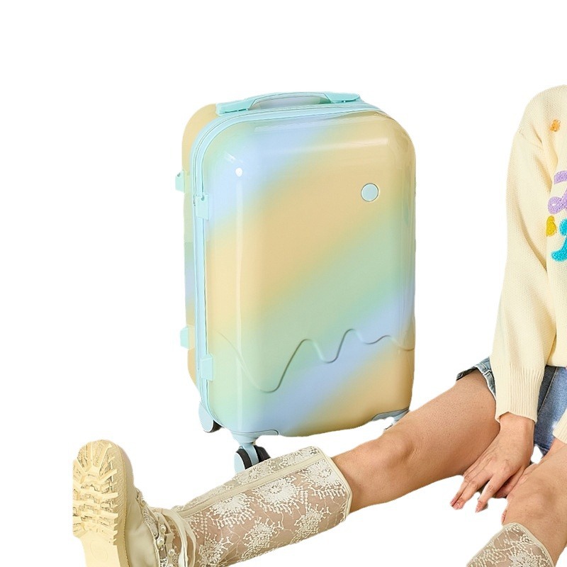 Maleta de alto valor de apariencia Gradiente helado varilla de tracción maleta de viaje con ruedas universales ligera y duradera de 20 pulgadas