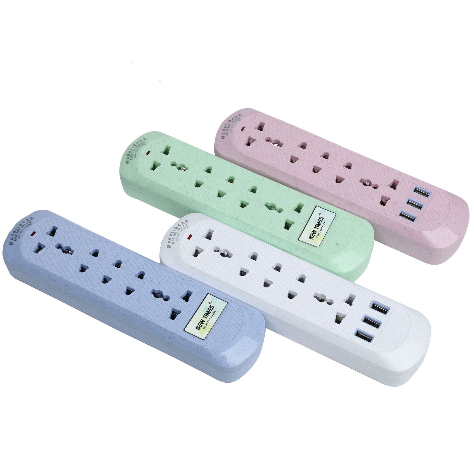 8428 # USB sin interruptor de 2 metros de Oriente Medio multicolor mezclado 12 agujeros enchufe 10A 2500W image 1