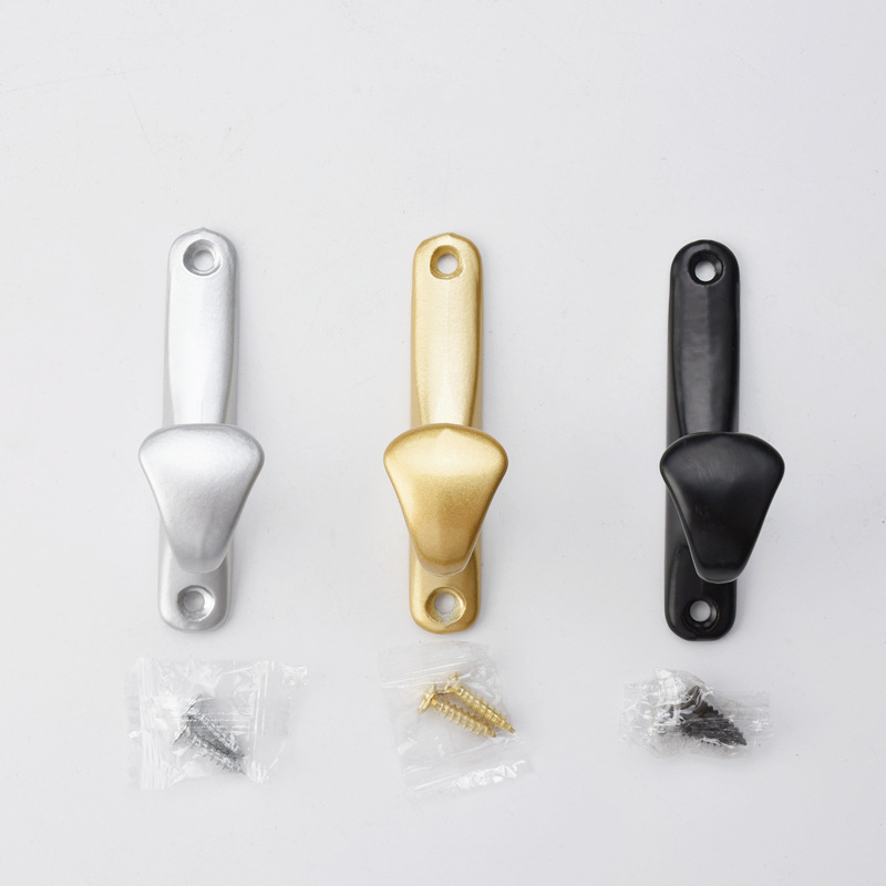 現代北歐風格櫥櫃衣櫃鞋櫃黑色銀色鋁合金明孔掛衣鈎五金沙金拉手