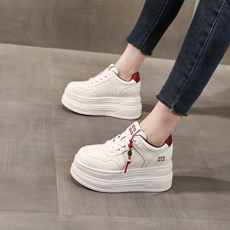 Giày sneaker nữ đế dày trắng siêu nhẹ tăng chiều cao HY9856 — đen
