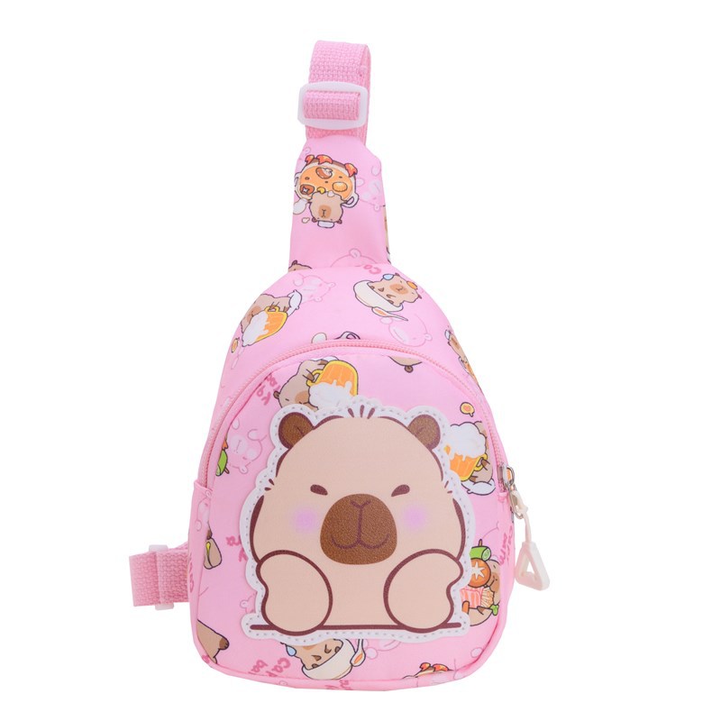 Capibala impresa bolsos de niños dibujos animados lindos bolsos de pecho de bebés extranjeros 2025 nuevos bolsos de mochila para niños y niñas