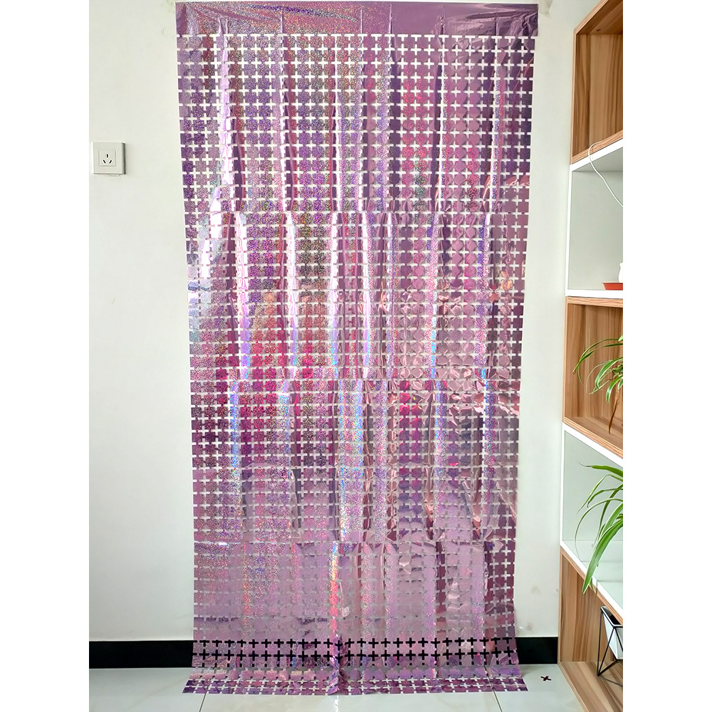 Cortina de seda de lluvia nueva decoración del partido pequeña cortina cuadrada transfronteriza escena diseño fiesta suministros Golden Laser cortina cuadrada