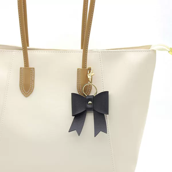 New Simple Pu Leather Bow-Shaped Keychain Bag Pendant Pendant Can Be Wholesaled and Cross-Border Versatile