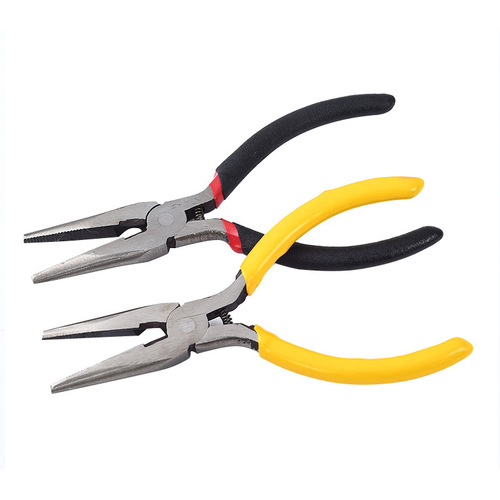 Industrial grade mini needle nose pliers portable plastic dipped light handle oblique nose wire pliers manual pliers 4.5 inch small pliers tip