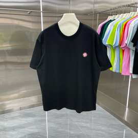 2024夏季短袖刺绣标T恤简潮纯色宽松短袖简约情侣短袖男T恤