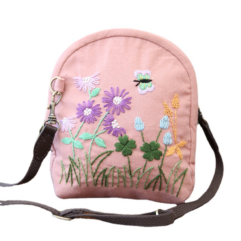 Jinhao bordado hecho a mano DIY material bolsa tela bordada mensajero bolsa de almacenamiento de producción creativa bolsa de cosméticos