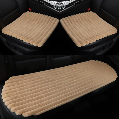 New horizontal plush car seat cushion warm three-piece set square cushion five-seat non-binding backrest warm seat cover