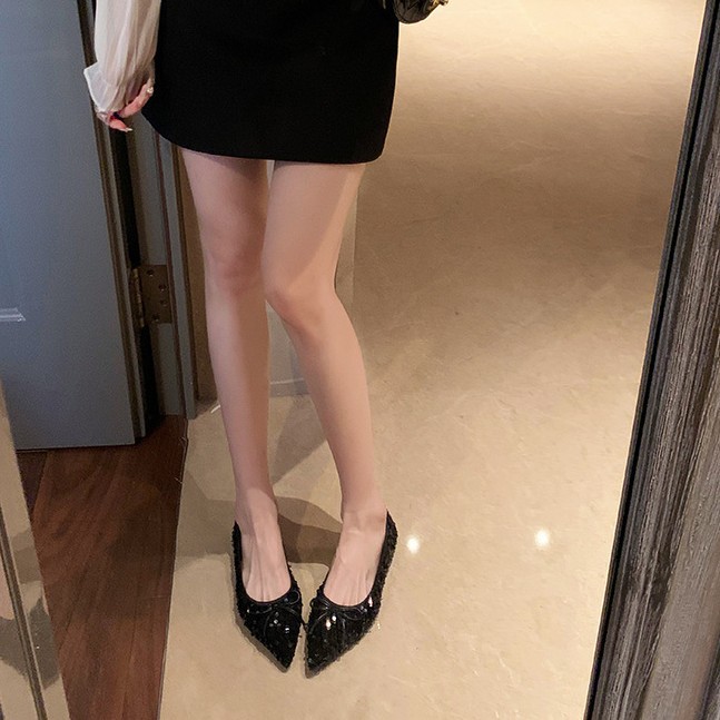 Versión de piel de oveja ~ lámina brillante exquisita punta pequeña boca poco profunda suela suave arco zapatos de soleos de cuero de otoño zapatos de cama plana
