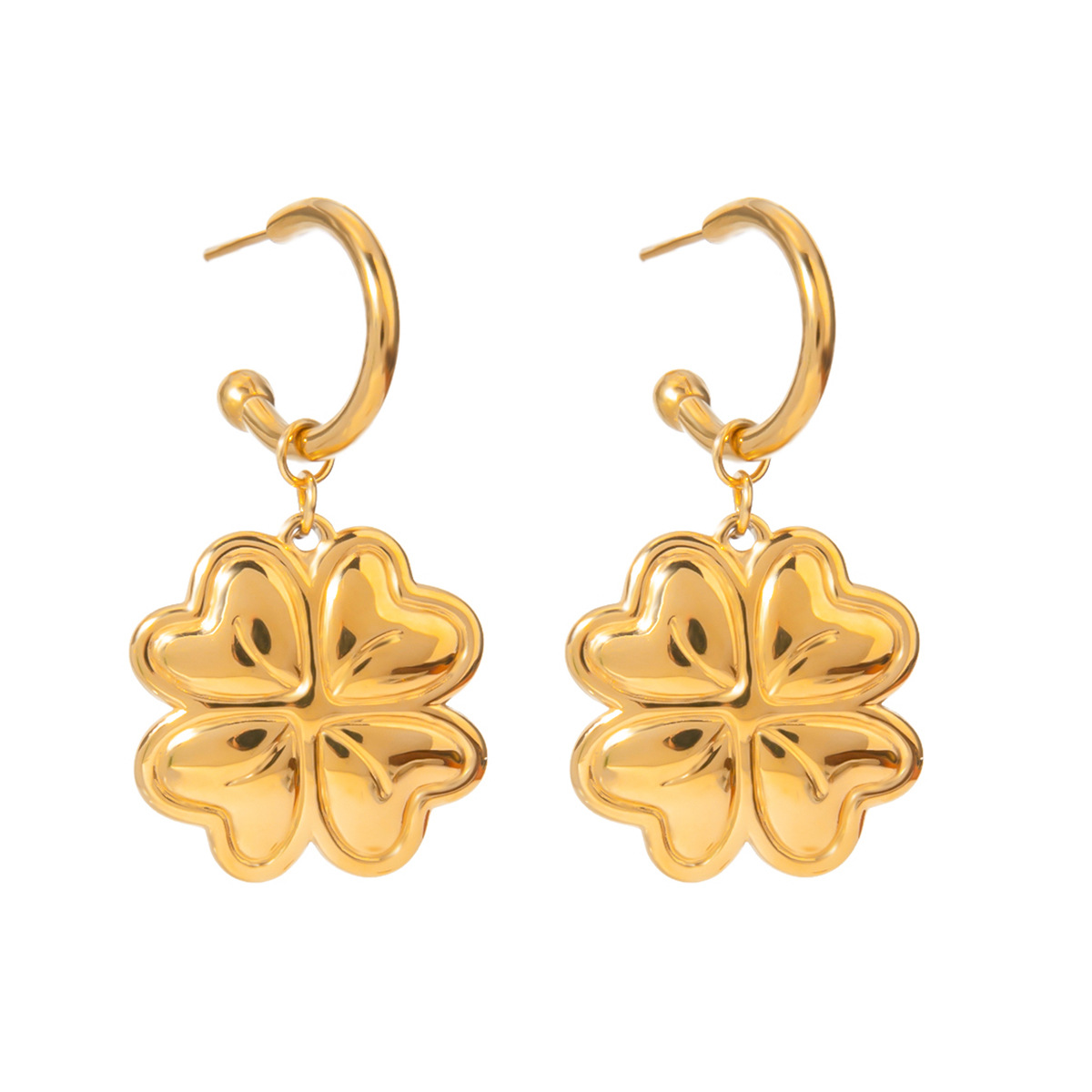 Europa y los Estados Unidos transfronterizos INS estilo de moda de alto nivel 18k amor de acero inoxidable pendientes de cuatro hojas joyas de orejas al por mayor para mujeres