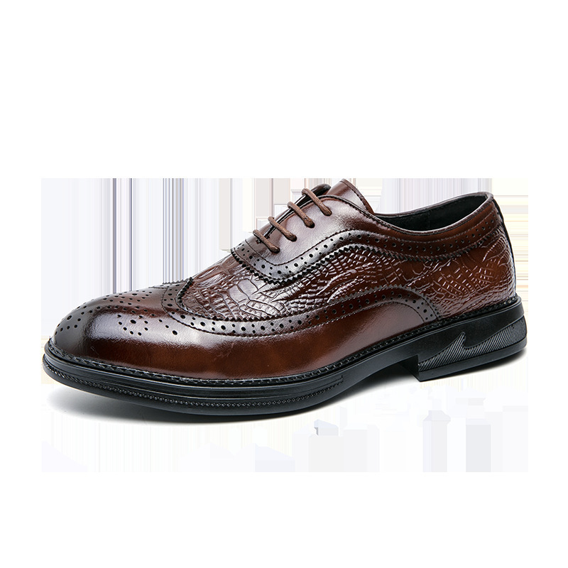 2024 cuatro estaciones bloco zapatos de hombre de negocios vestido formal británico tallado zapatos de cuero de hombre correa de tendencia transpirable zapatos Oxford image 6