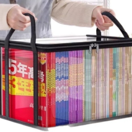 本の整理ボックス学生教室本の収納ボックス透明な収納家庭用大容量教科書収納袋|undefined