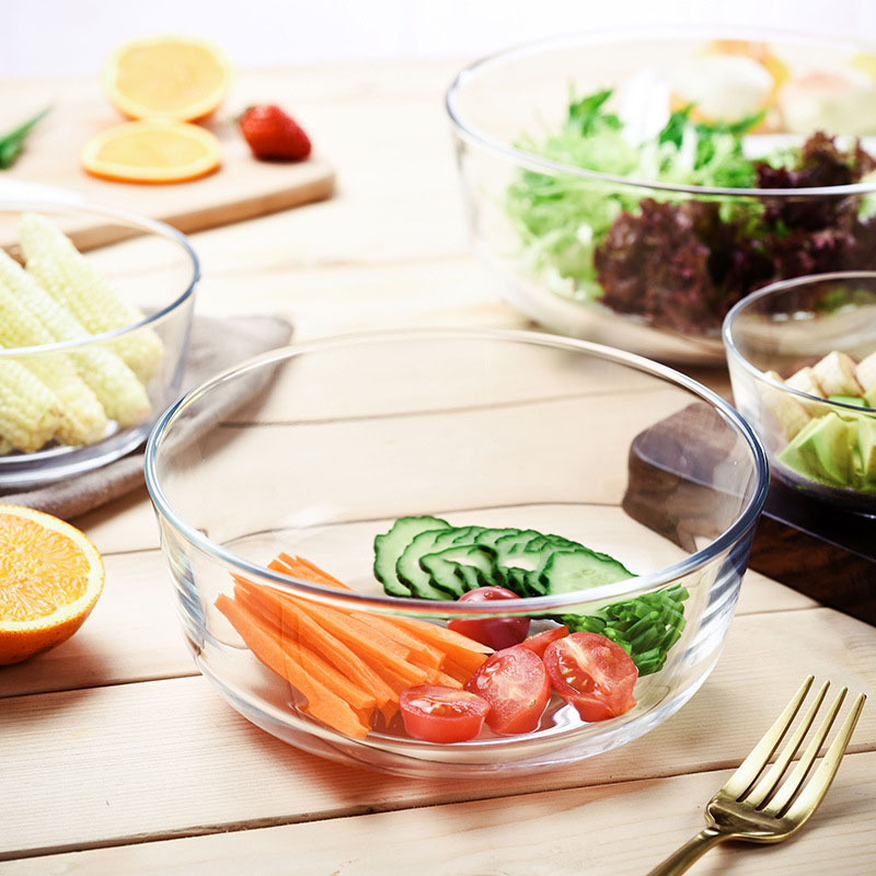 Juego de cuencos de vidrio Lizun para cocina, juego de cuencos grandes, medianos y pequeños, transparentes, para ensalada de verduras y frutas, de vidrio templado